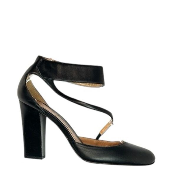 Emporio Armani Black Leather Pumps High Heels Mary Jane size 37,5 US 7,5 Italy - Picture 1 of 16